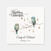 Serviette En Papier Inséparables rustiques de bois Mariage romantique (Devant)