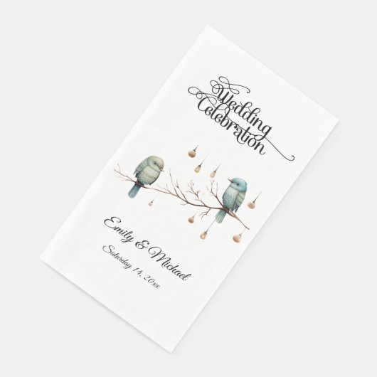 Serviette En Papier Inséparables rustiques de bois Mariage romantique (Coin)