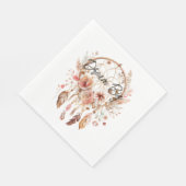 Serviette En Papier Inspirationnel Pink Dream Catcher Boho Floral (Coin)