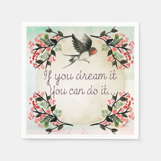 Serviette En Papier Inspirationnel Si Vous Rêvez L'Aquarelle (Devant)