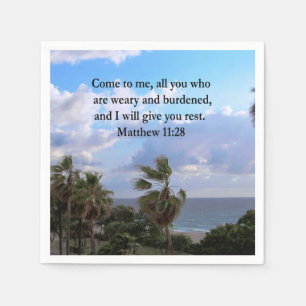 SERVIETTE EN PAPIER INSPIRING MATTHEW 11:28 CONCEPTION DE SCRIPTURE