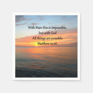SERVIETTE EN PAPIER INSPIRING MATTHEW 19:26 CONCEPTION DU SOLEIL