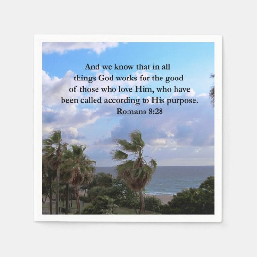 SERVIETTE EN PAPIER INSPIRING ROMANS 8:28 DESIGN (Devant)