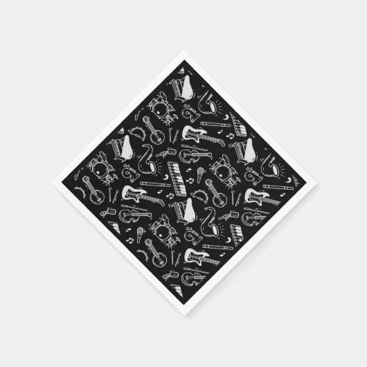 Serviette En Papier Instruments noirs et blancs (Coin)