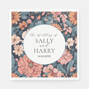 Serviette En Papier Intemporel : impression Vintage du Mariage Rose fo