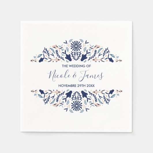Serviette En Papier Internationale > Japonais | Koi Fish Lotus Mariage (Devant)