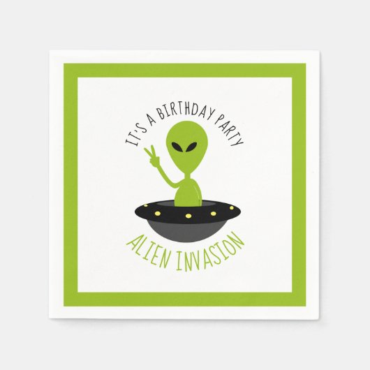 Serviette En Papier Invasion Alien, Anniversaire (Devant)