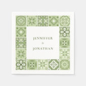 Serviette En Papier Invitation aux tuiles espagnoles vertes (Devant)