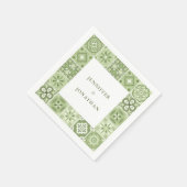 Serviette En Papier Invitation aux tuiles espagnoles vertes (Coin)
