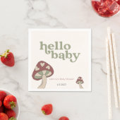 Serviette En Papier Invitation Baby shower de champignons | Sage Green (En situation)