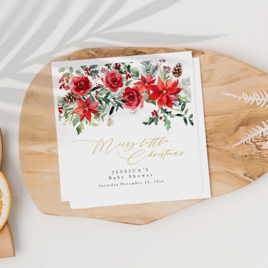 Serviette En Papier Invitation Baby shower de Noël Holly Greenery