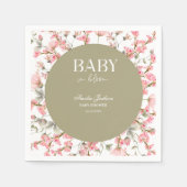 Serviette En Papier Invitation Baby shower Sage Green Baby Bloom (Devant)