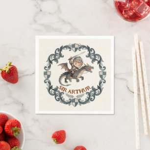 Serviette En Papier Invitation d'anniversaire de château de chevalier