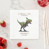 Serviette En Papier Invitation d'anniversaire de Dinosaur, trois rex A (En situation)