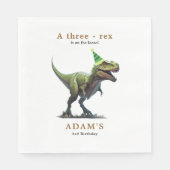Serviette En Papier Invitation d'anniversaire de Dinosaur, trois rex A (Devant)