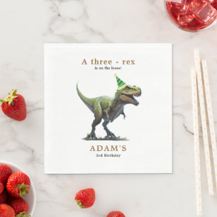 Serviette En Papier Invitation d'anniversaire de dinosaure, Anniversai