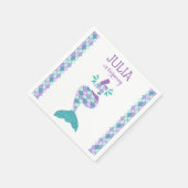 Serviette En Papier Invitation D'Anniversaire De Sirène Sous La Fête D (Coin)