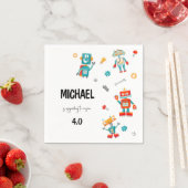 Serviette En Papier Invitation d'anniversaire des mignons robots (En situation)