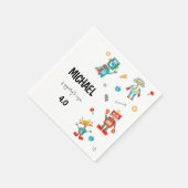 Serviette En Papier Invitation d'anniversaire des mignons robots (Coin)