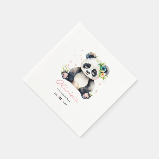 Serviette En Papier Invitation d'anniversaire Panda, Anniversaire de f (Coin)