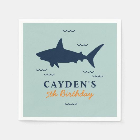 Serviette En Papier Invitation d'anniversaire requin (Devant)