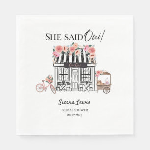 Serviette En Papier Invitation de baby shower à Paris, Elle a dit Qui