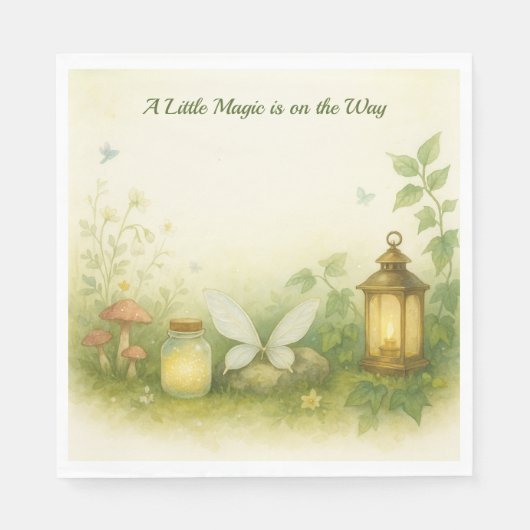 Serviette En Papier Invitation de Baby Shower Woodland Glow | Pot de L (Devant)