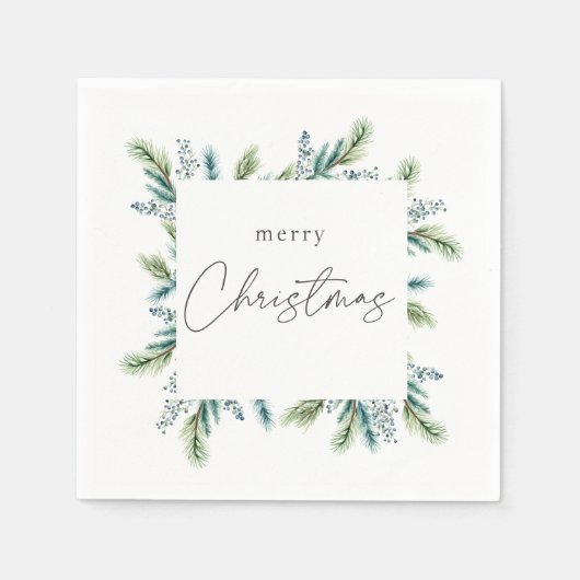Serviette En Papier Invitation de Noël Boho Spruce et Fir (Devant)
