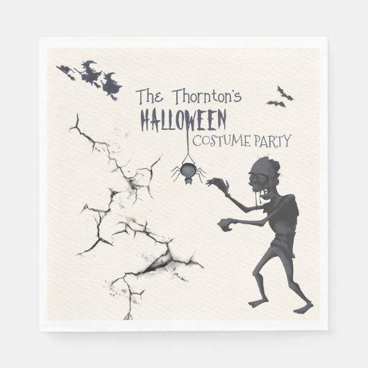 Serviette En Papier Invitation du Costume d'Halloween (Devant)