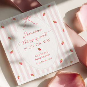 Serviette En Papier Invitation pour Baby Shower aux rayures roses et t