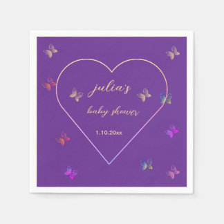 Serviette En Papier Invitation pour baby shower fille Papillon Cœur Ro