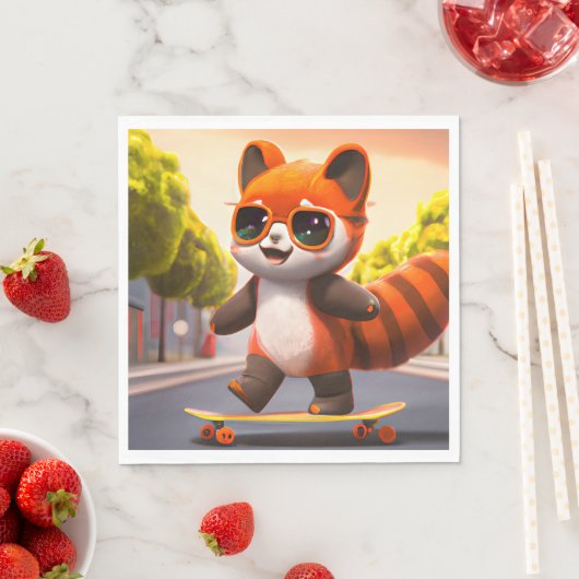 Serviette En Papier Invitation Red Panda Rides (En situation)