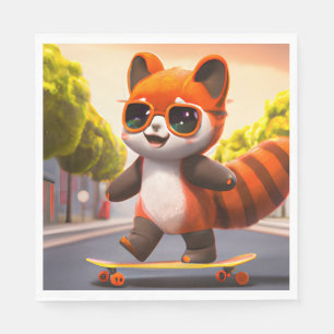 Serviette En Papier Invitation Red Panda Rides