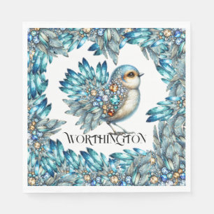 Serviette En Papier Invitation Thème Oiseaux Brillant Précieux