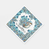 Serviette En Papier Invitation Thème Oiseaux Brillant Précieux (Coin)
