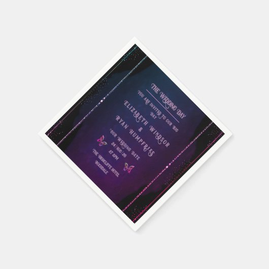 Serviette En Papier Invitations élégantes Mauve et Gold Wedding (Coin)