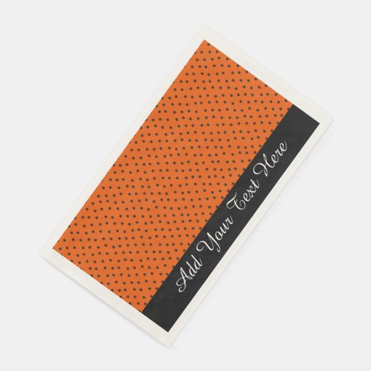 Serviette En Papier Invité En Papier Pois Orange Et Noir Retro (Coin)
