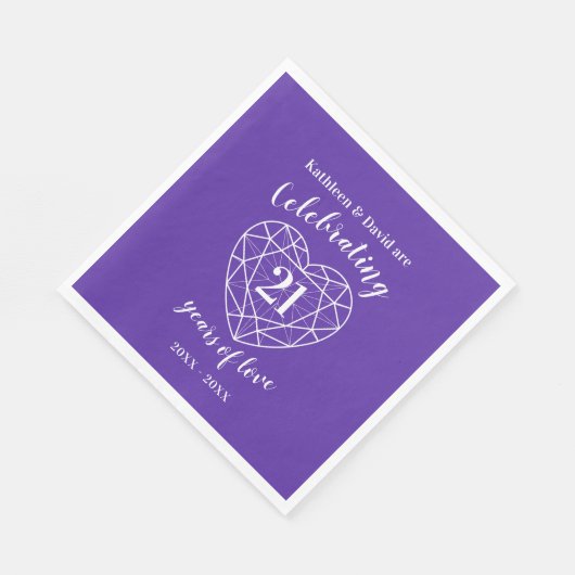 Serviette En Papier Iolite mariage anniversaire 21 ans d'amour (Coin)