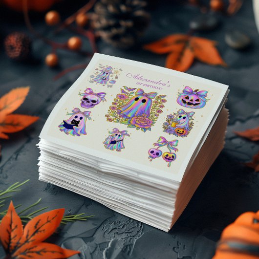 Serviette En Papier Iridescent Coquette Spooky ONE Halloween