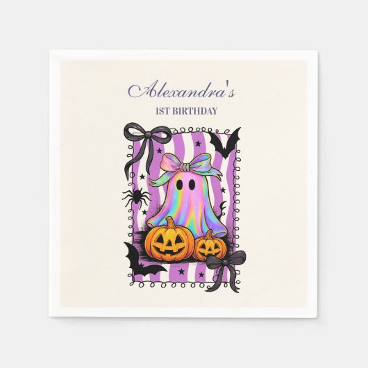 Serviette En Papier Iridescent Ghost Coquette Bow Spooky One (Devant)