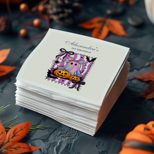 Serviette En Papier Iridescent Ghost Coquette Bow Spooky One