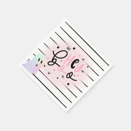 Serviette En Papier Iridescente Ghost Hey Boo Pastel Halloween Anniver (Coin)