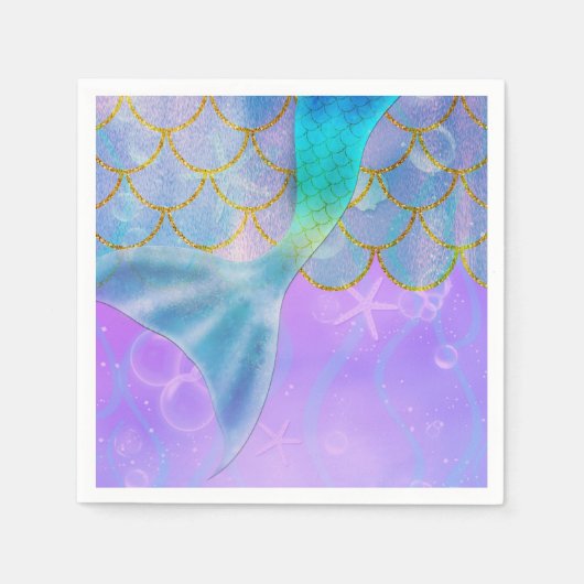 Serviette En Papier Iridescente Pearl Shimmer Mermaid fête d'anniversa (Devant)