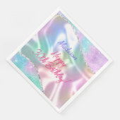 Serviette En Papier Iridescente Sparkle Joyeux Anniversaire & Nom, Tou (Coin)