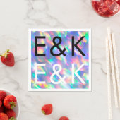 Serviette En Papier Iridescente Ultra Moderne Mariage Monogramme (En situation)