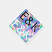 Serviette En Papier Iridescente Ultra Moderne Mariage Monogramme (Coin)