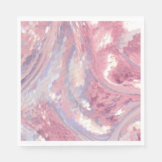 Serviette En Papier Iridesecent Pink and Purple Sequin (Devant)