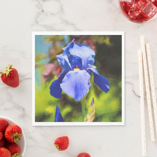 Serviette En Papier Iris bleu (En situation)