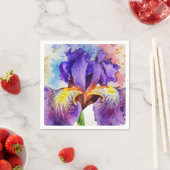 Serviette En Papier Iris violet en aquarelle (En situation)