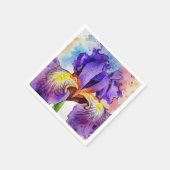 Serviette En Papier Iris violet en aquarelle (Coin)
